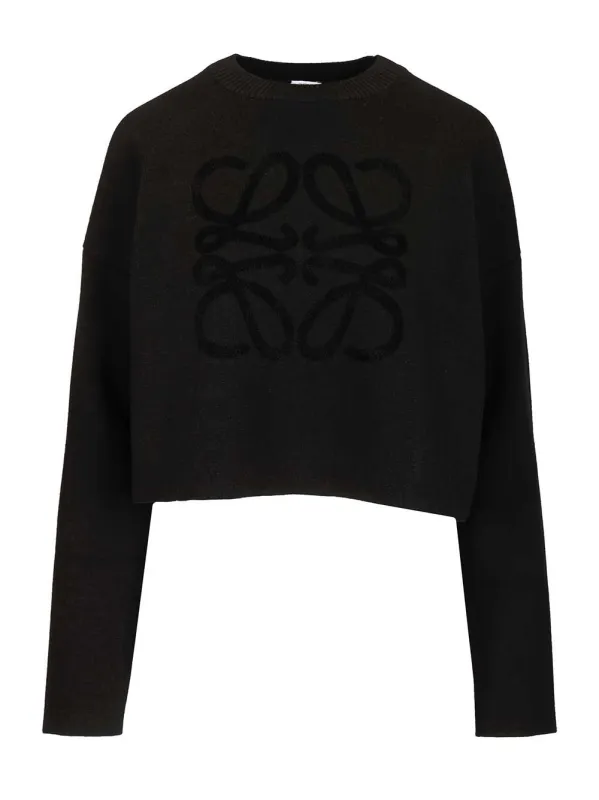 Wool Blend Sweater Sweatshirts Black made by Loewe