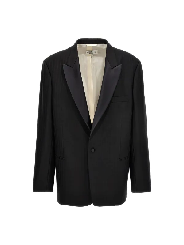 Striped Single Breast Blazer Jacket Blazers Black sold by Wanan Luxury