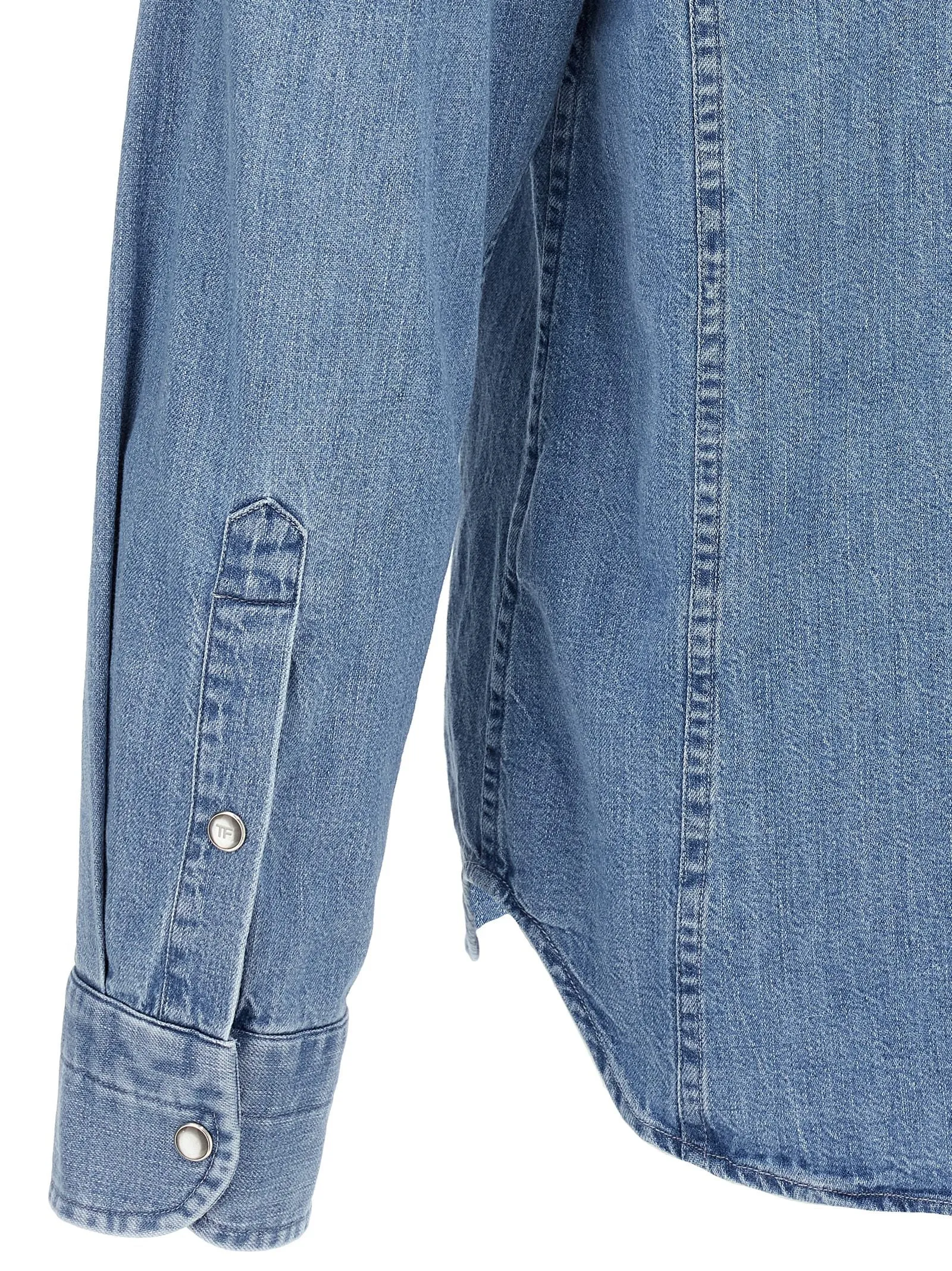 Denim Shirt Shirt And Blouse Blue sold by Wanan Luxury product image thumbnail 4