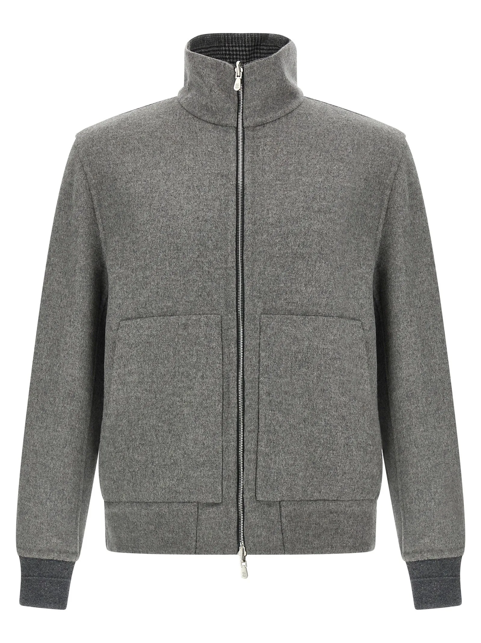 Cashmere Reversible Bomber Jacket Puffer Jackets Gray sold by Wanan Luxury product image thumbnail 2
