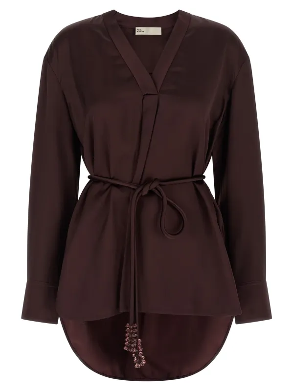 Satin Blouse Shirt And Blouse Bordeaux sold by Wanan Luxury