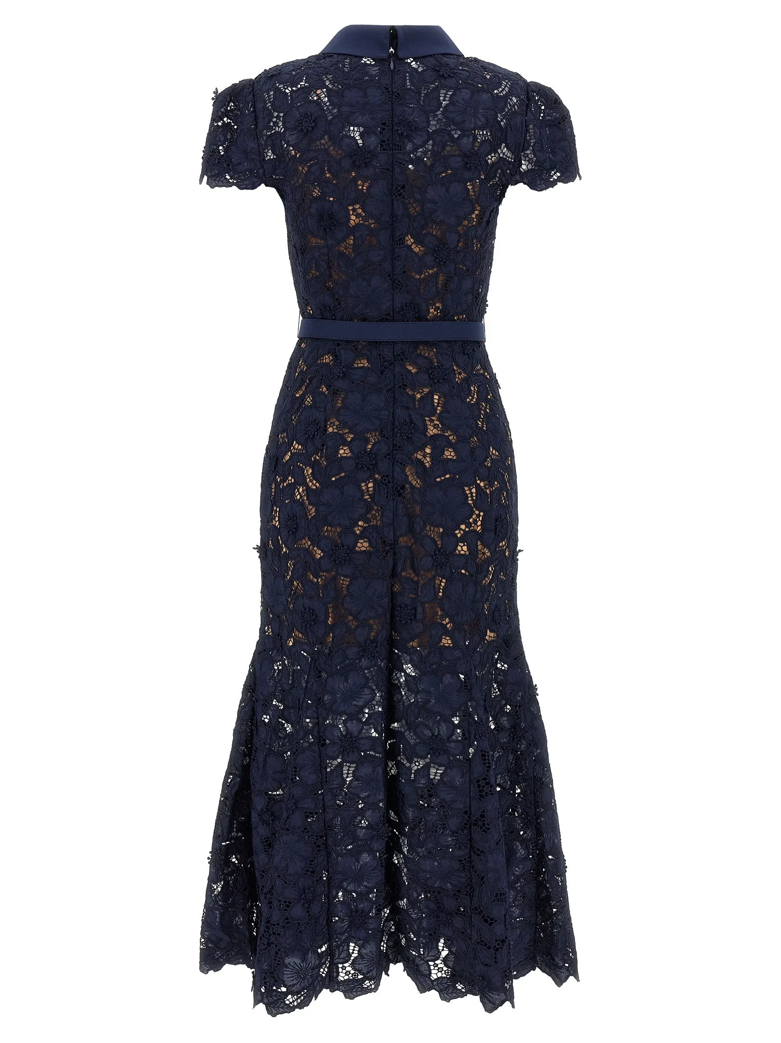 Navy Guipure Lace Midi Dresses Blue sold by Wanan Luxury product image thumbnail 2