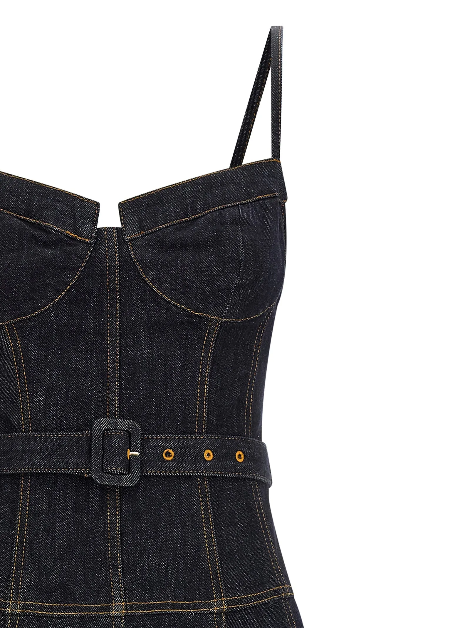 Indigo Denim Flared Midi Dresses Blue sold by Wanan Luxury product image thumbnail 3