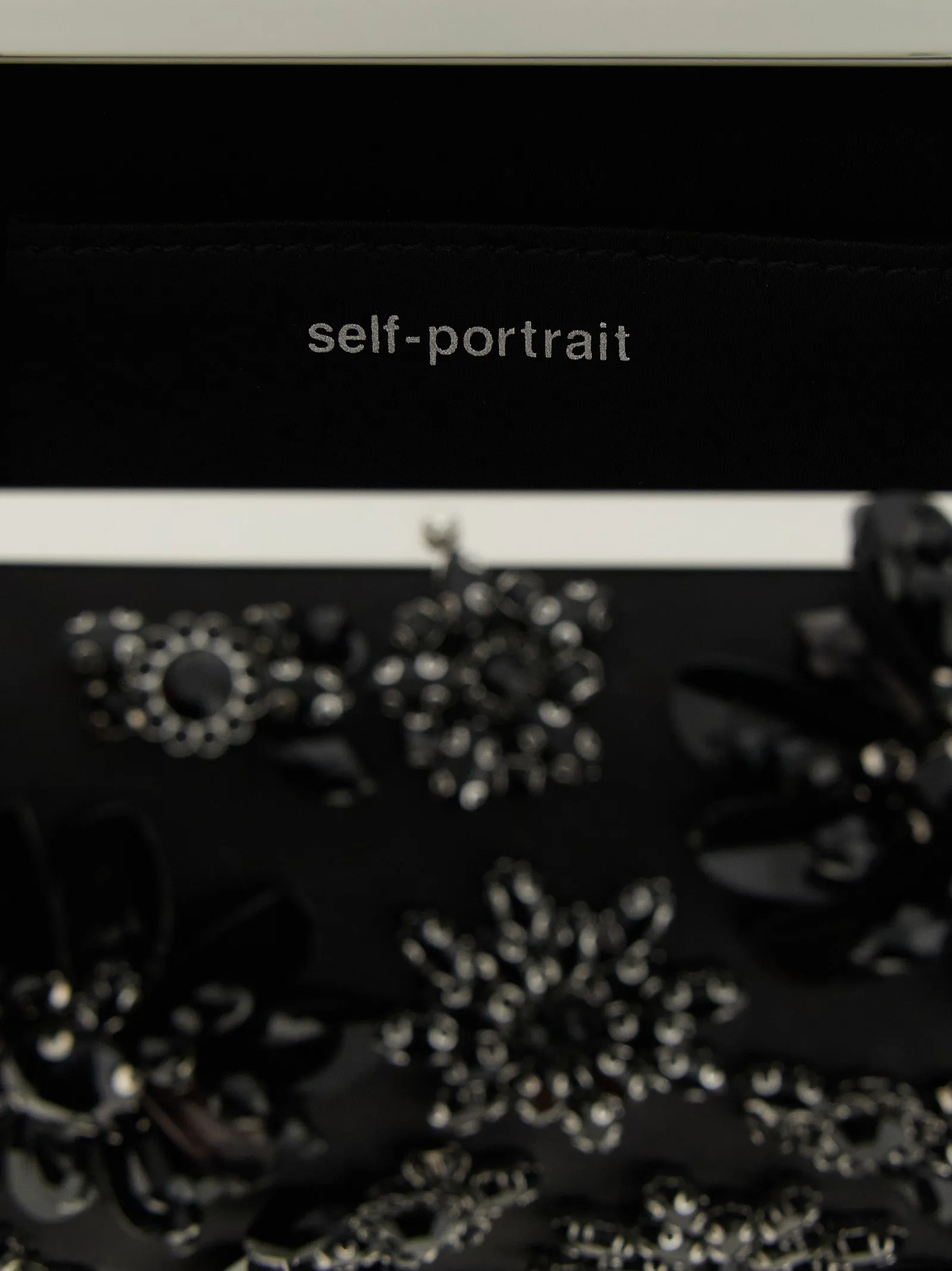 Black Satin Floral Crystal Clutch Black sold by Wanan Luxury product image thumbnail 4