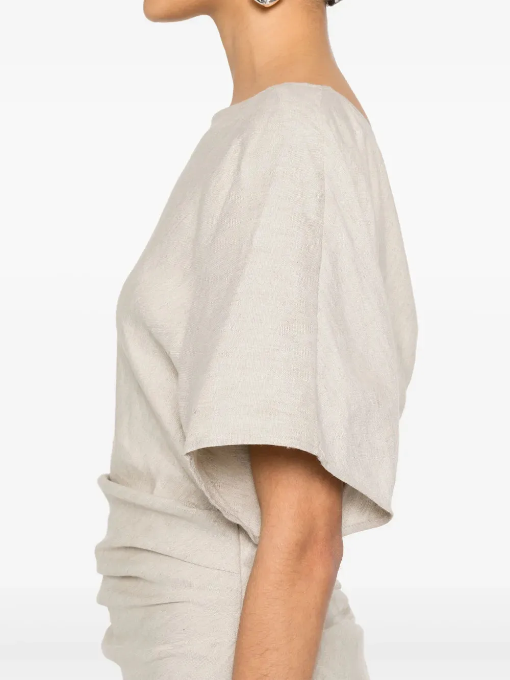 Amelie Linen Midi Dress Natural sold by Wanan Luxury product image thumbnail 5