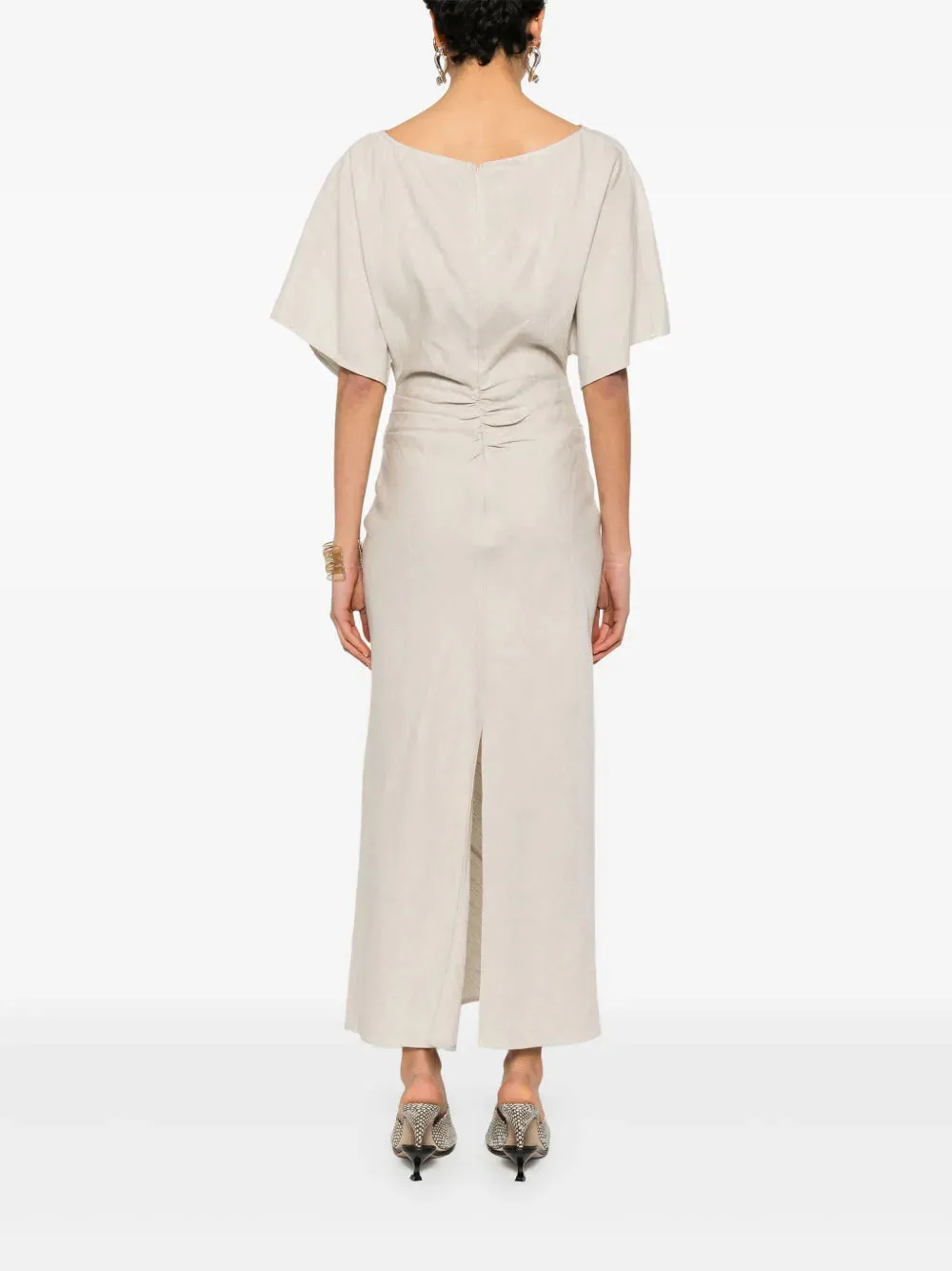 Amelie Linen Midi Dress Natural sold by Wanan Luxury product image thumbnail 4