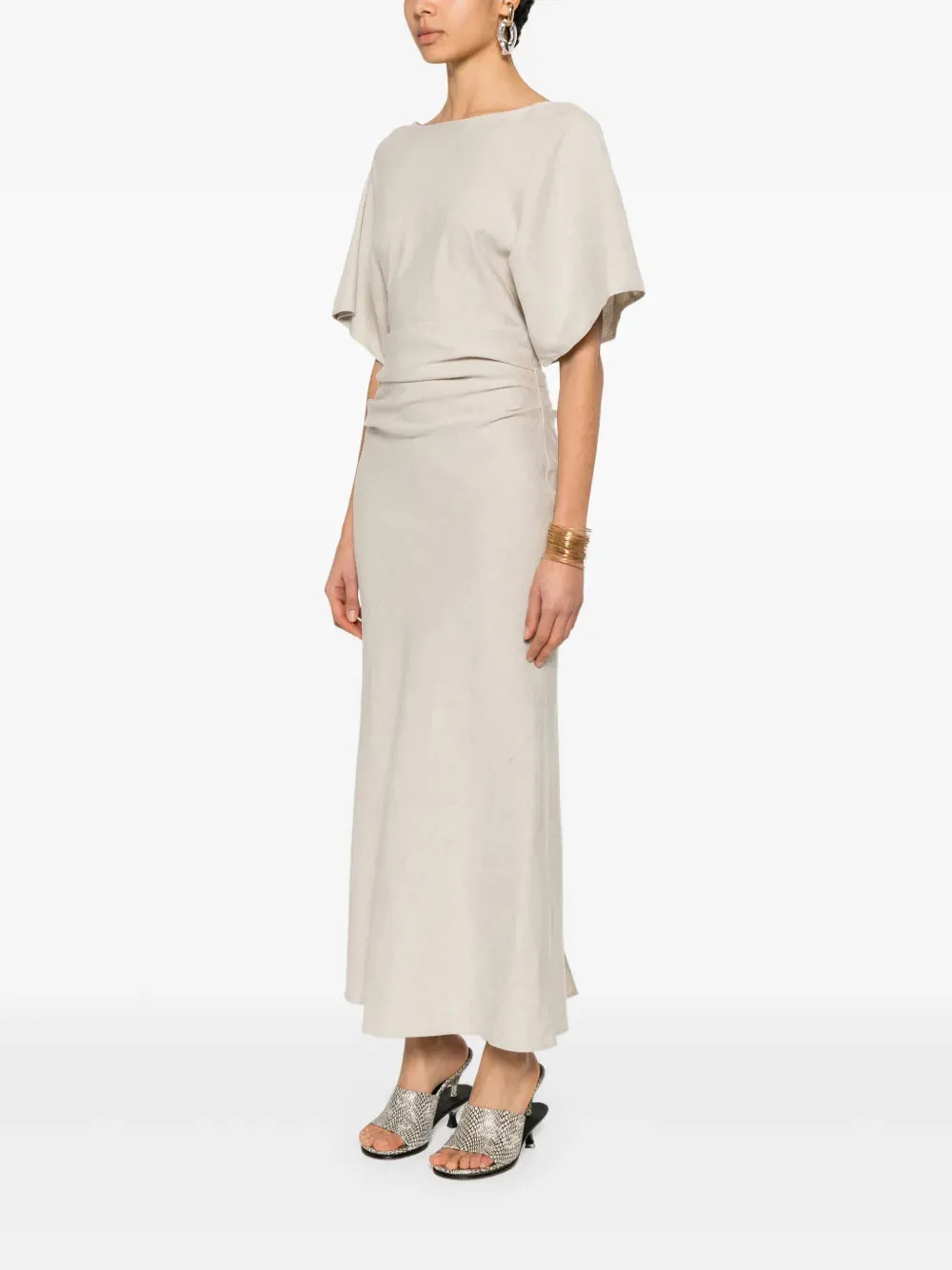 Amelie Linen Midi Dress Natural sold by Wanan Luxury product image thumbnail 3