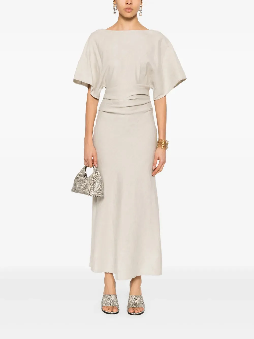 Amelie Linen Midi Dress Natural sold by Wanan Luxury product image thumbnail 2