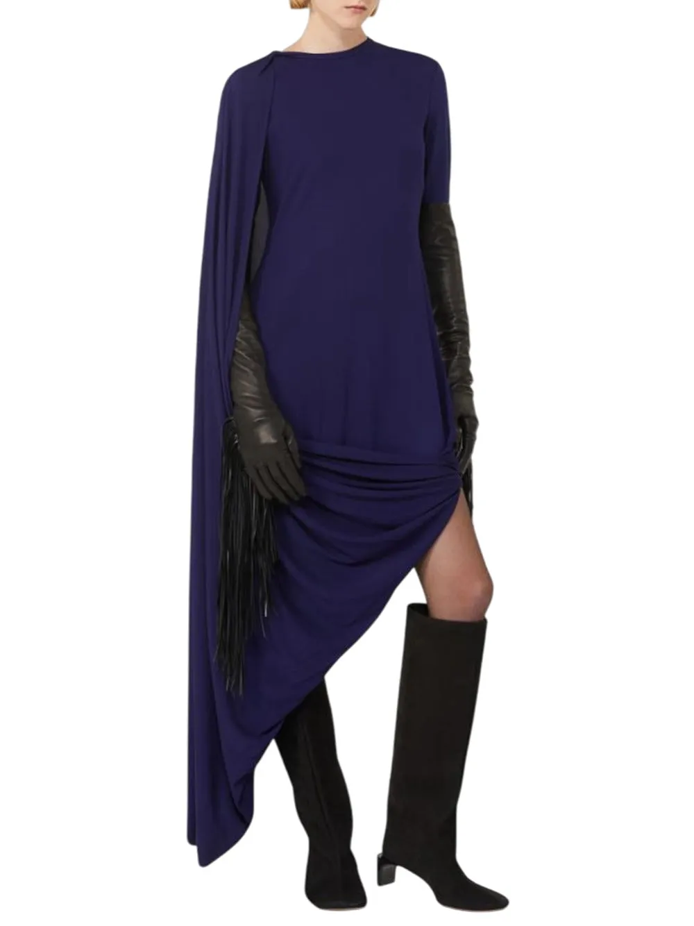Asymmetrical Draped Dress - Runway - Dark Purple sold by Wanan Luxury product image thumbnail 2