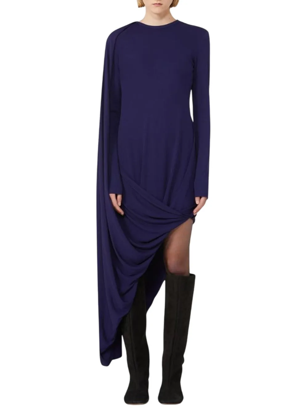 Asymmetrical Draped Dress - Runway - Dark Purple sold by Wanan Luxury product image thumbnail 3