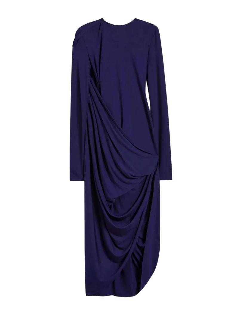 Asymmetrical Draped Dress - Runway - Dark Purple sold by Wanan Luxury