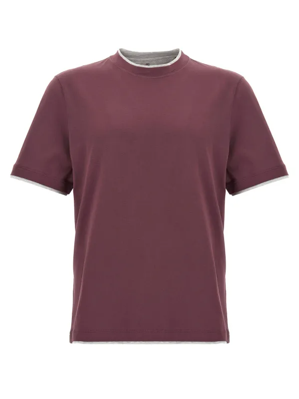 Double Layer T-Shirt Bordeaux sold by Wanan Luxury