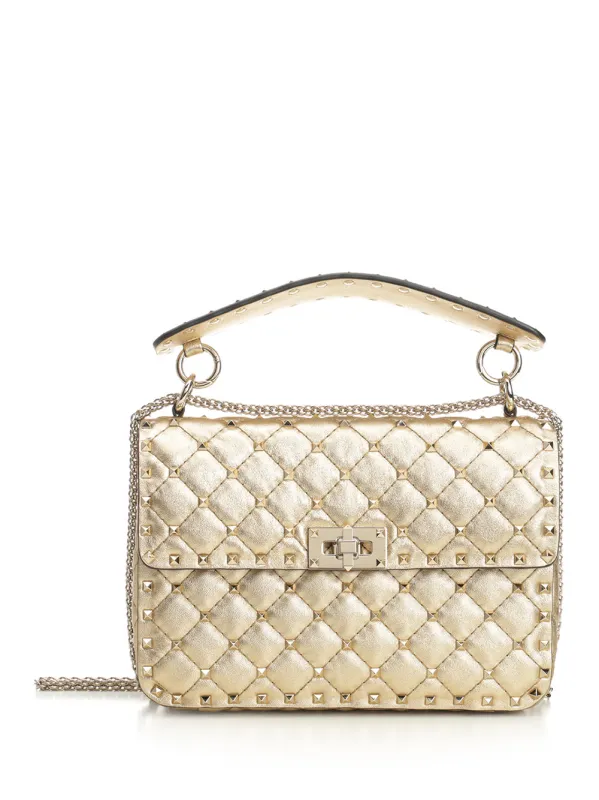Rockstud Spike Shoulder Bags Beige sold by Wanan Luxury