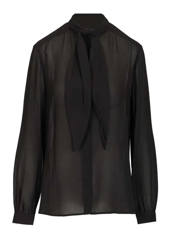 Georgette Blouse With Bow Detail Shirts Black sold by Wanan Luxury