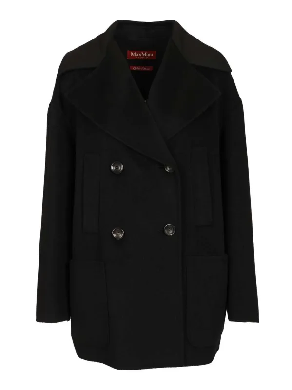Double-Breasted Wool And Cashmere Jacket Coats Black sold by Wanan Luxury