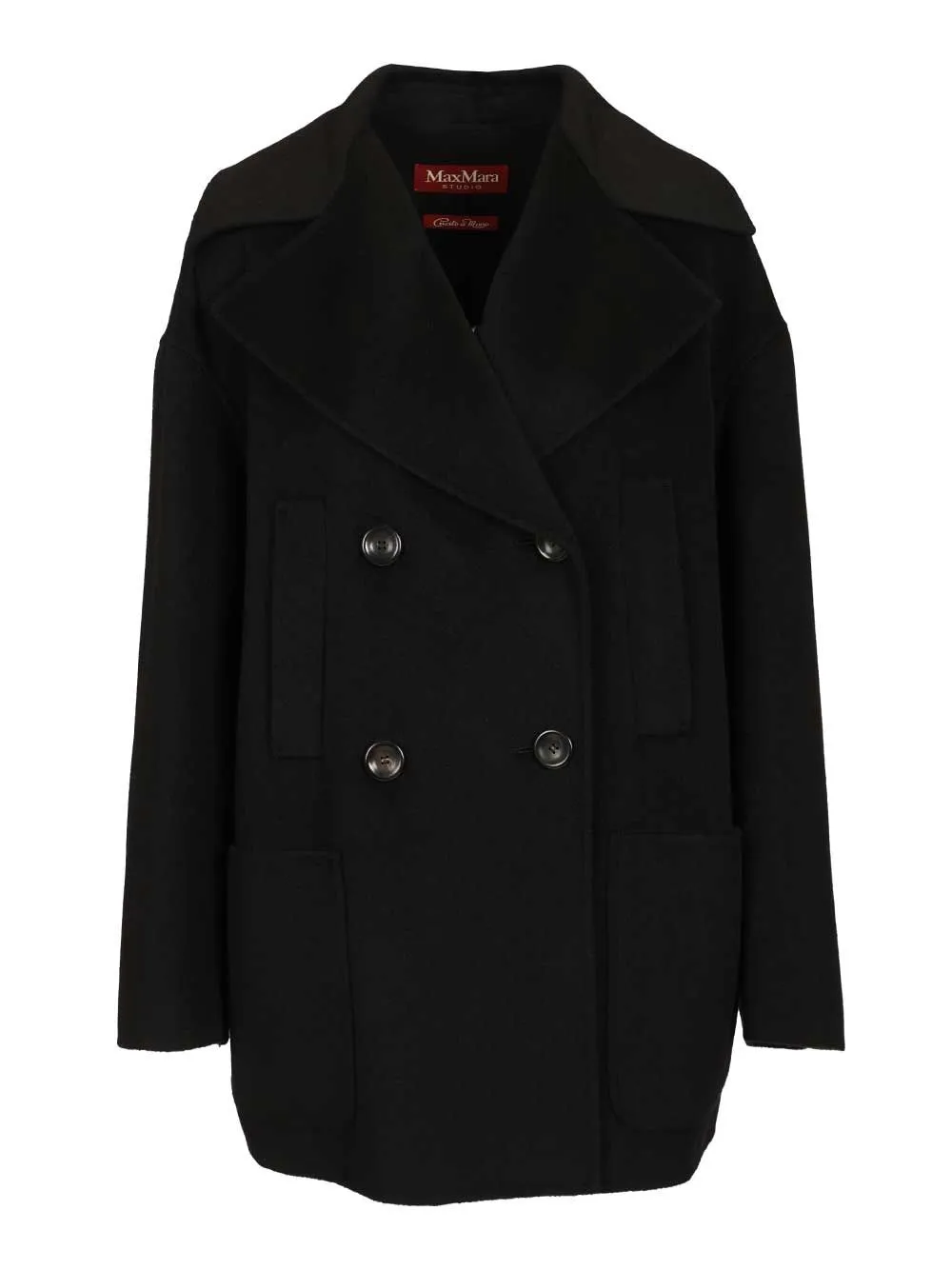 Double-Breasted Wool And Cashmere Jacket Coats Black sold by Wanan Luxury