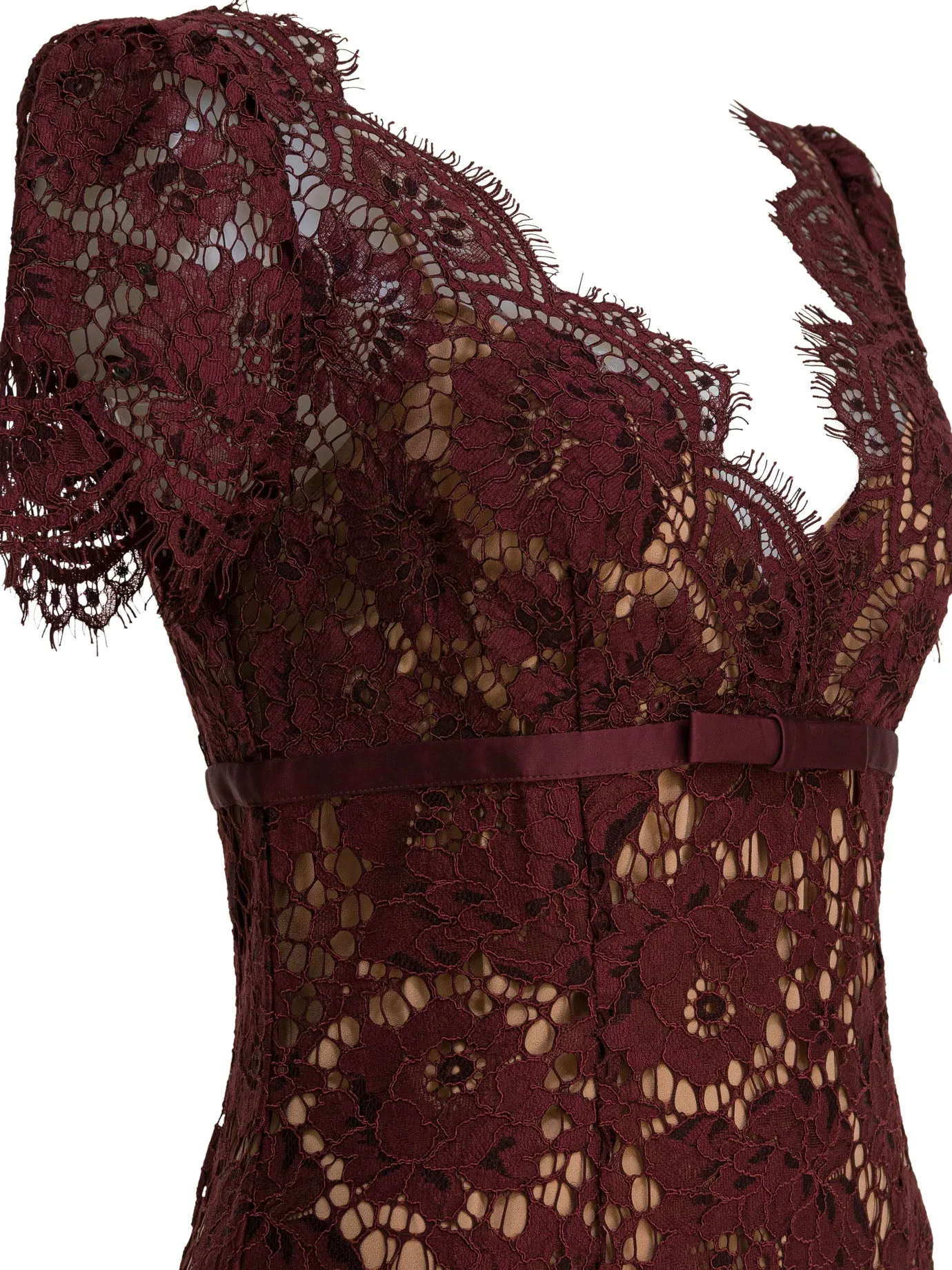 Floral Lace Midi Dress Dresses Bordeaux sold by Wanan Luxury product image thumbnail 4