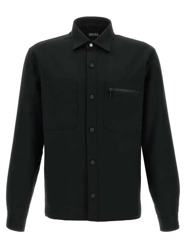 Techmerino Overshirt Shirt And Blouse Black sold by Wanan Luxury
