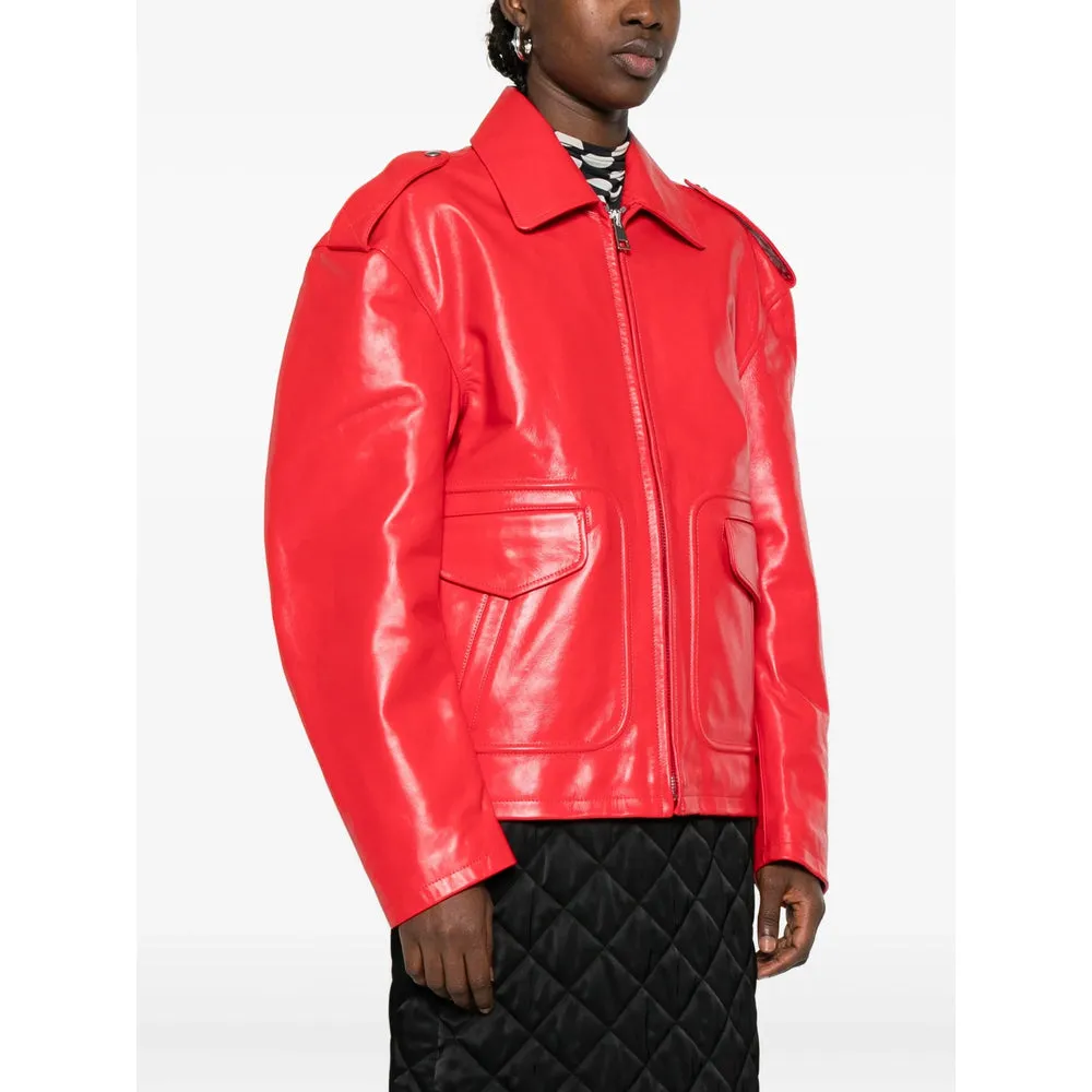 Leather Outerwears Red sold by Wanan Luxury product image thumbnail 5