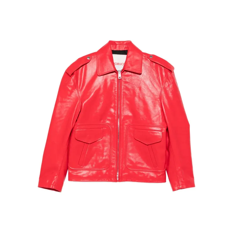 Leather Outerwears Red sold by Wanan Luxury