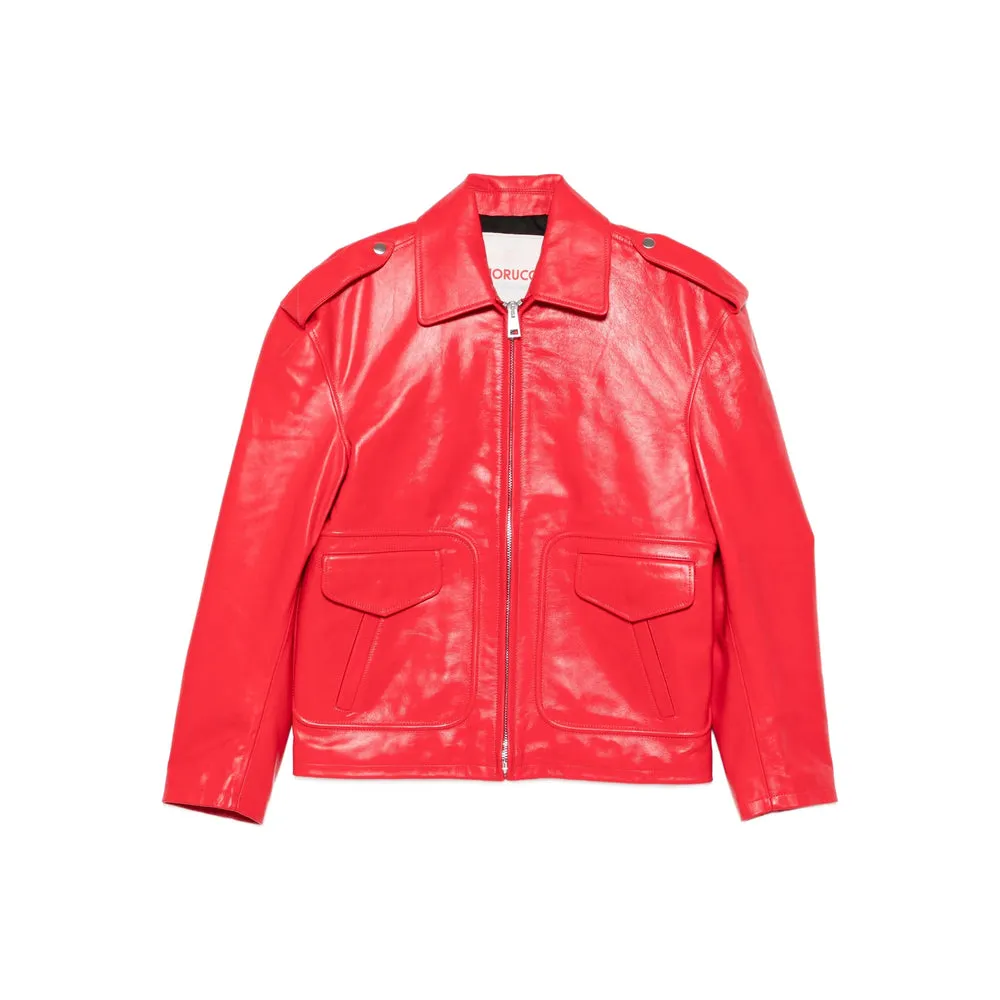 Leather Outerwears Red sold by Wanan Luxury