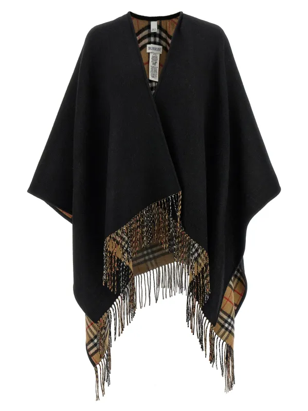 Fringed Cape Capes Black sold by Wanan Luxury
