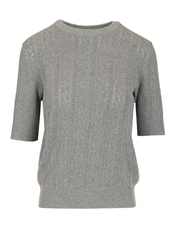 Nika Tee Sweater Lace Dimond Openwork Knitwear Grey sold by Wanan Luxury