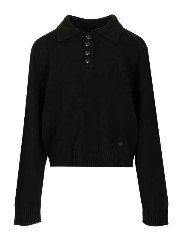 Boxy Cashmere Polo Shirt Knitwear Black sold by Wanan Luxury