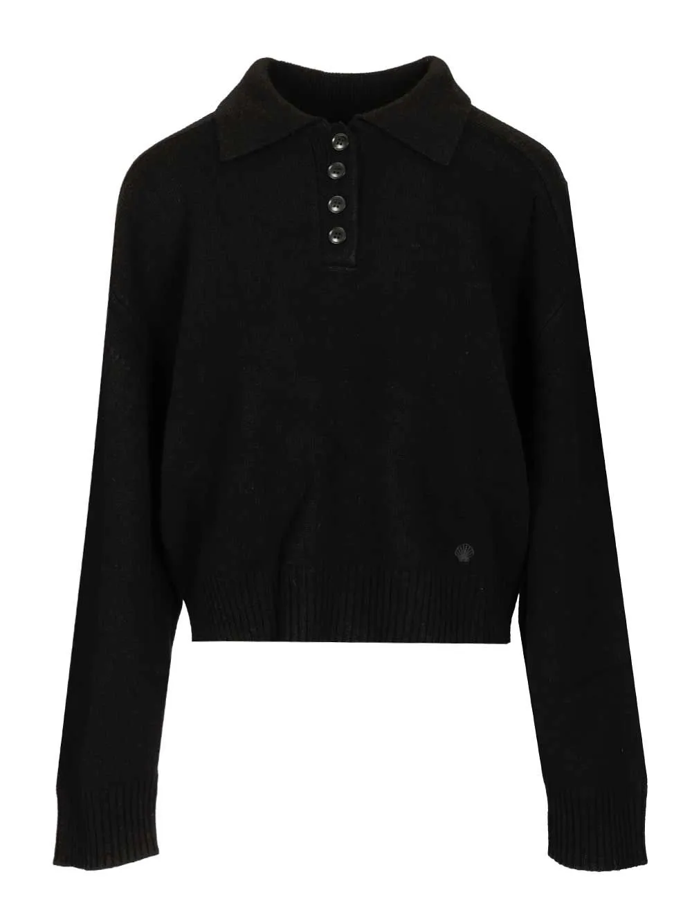 Boxy Cashmere Polo Shirt Knitwear Black sold by Wanan Luxury