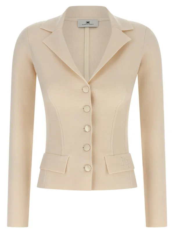 Fabric-Stitch Wool Blazer Blazers White sold by Wanan Luxury