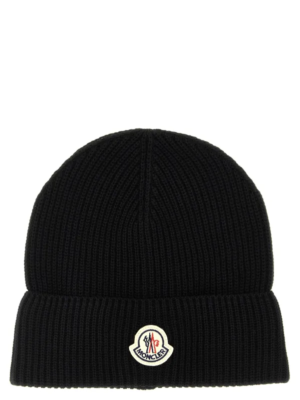 Logo Patch Beanie Hats Black sold by Wanan Luxury