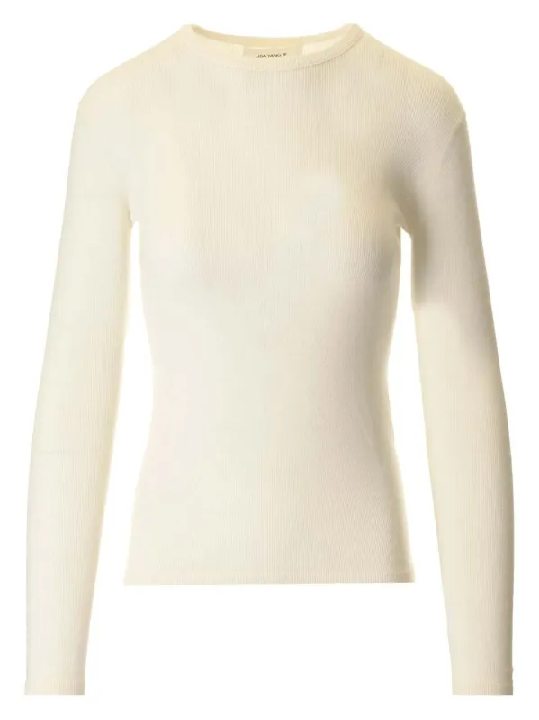 Vivian Long-Sleeved T-Shirt Knitwear White sold by Wanan Luxury
