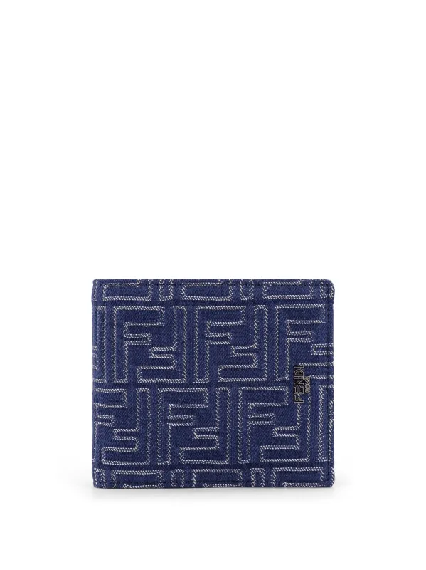 Denim-Effect Ff Jacquard Bi-Fold Wallet sold by Wanan Luxury