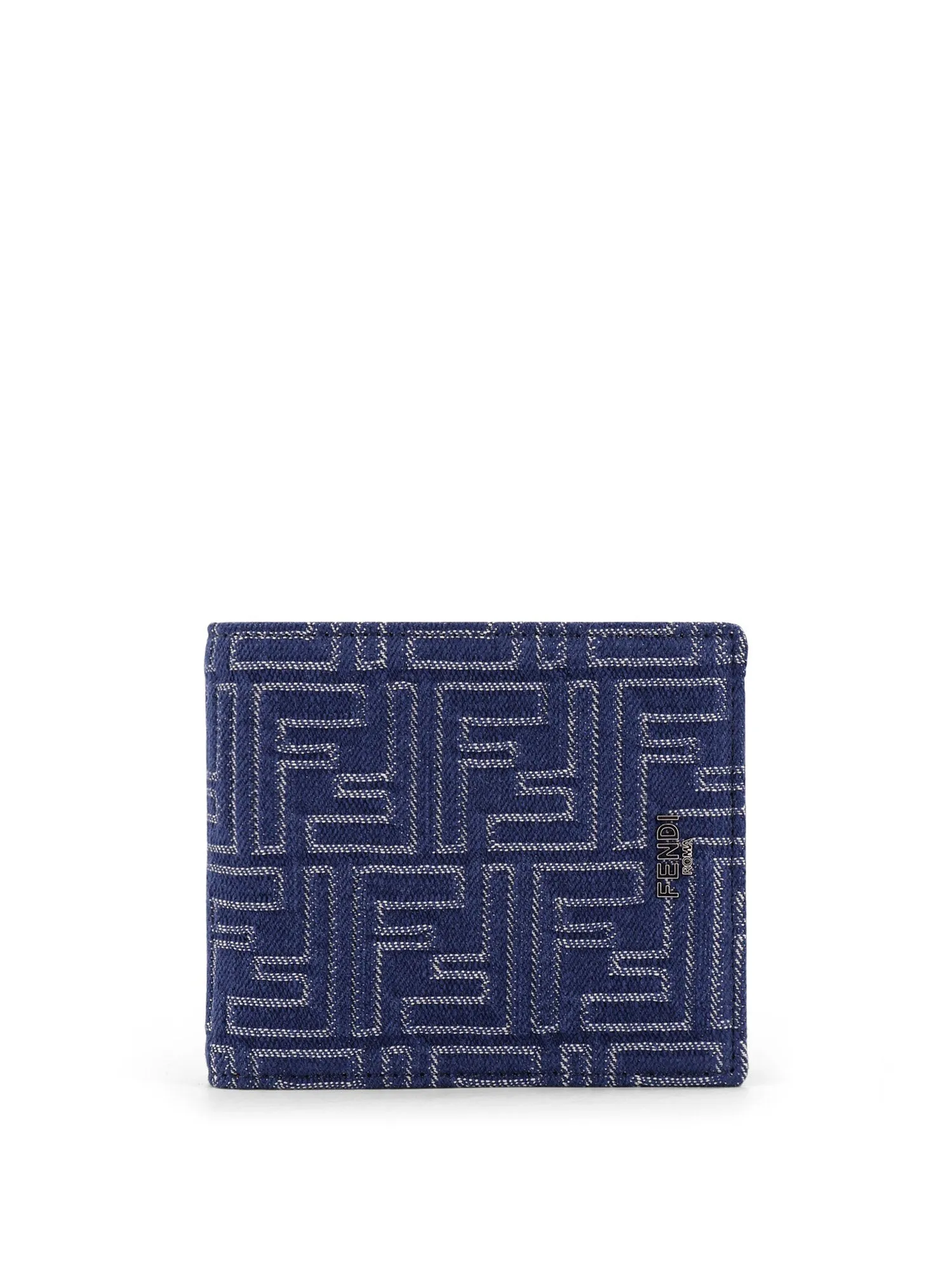 Denim-Effect Ff Jacquard Bi-Fold Wallet sold by Wanan Luxury