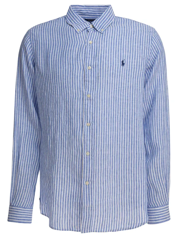 Striped Linen Shirt Shirts Blue sold by Wanan Luxury