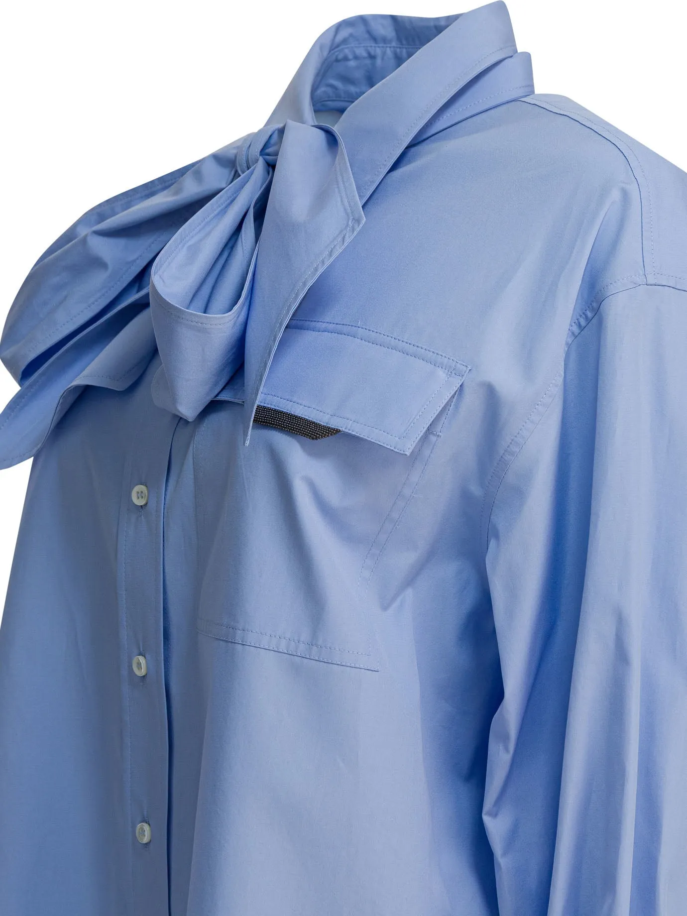 Collar Shirt With Bow Shirts Light Blue sold by Wanan Luxury product image thumbnail 4