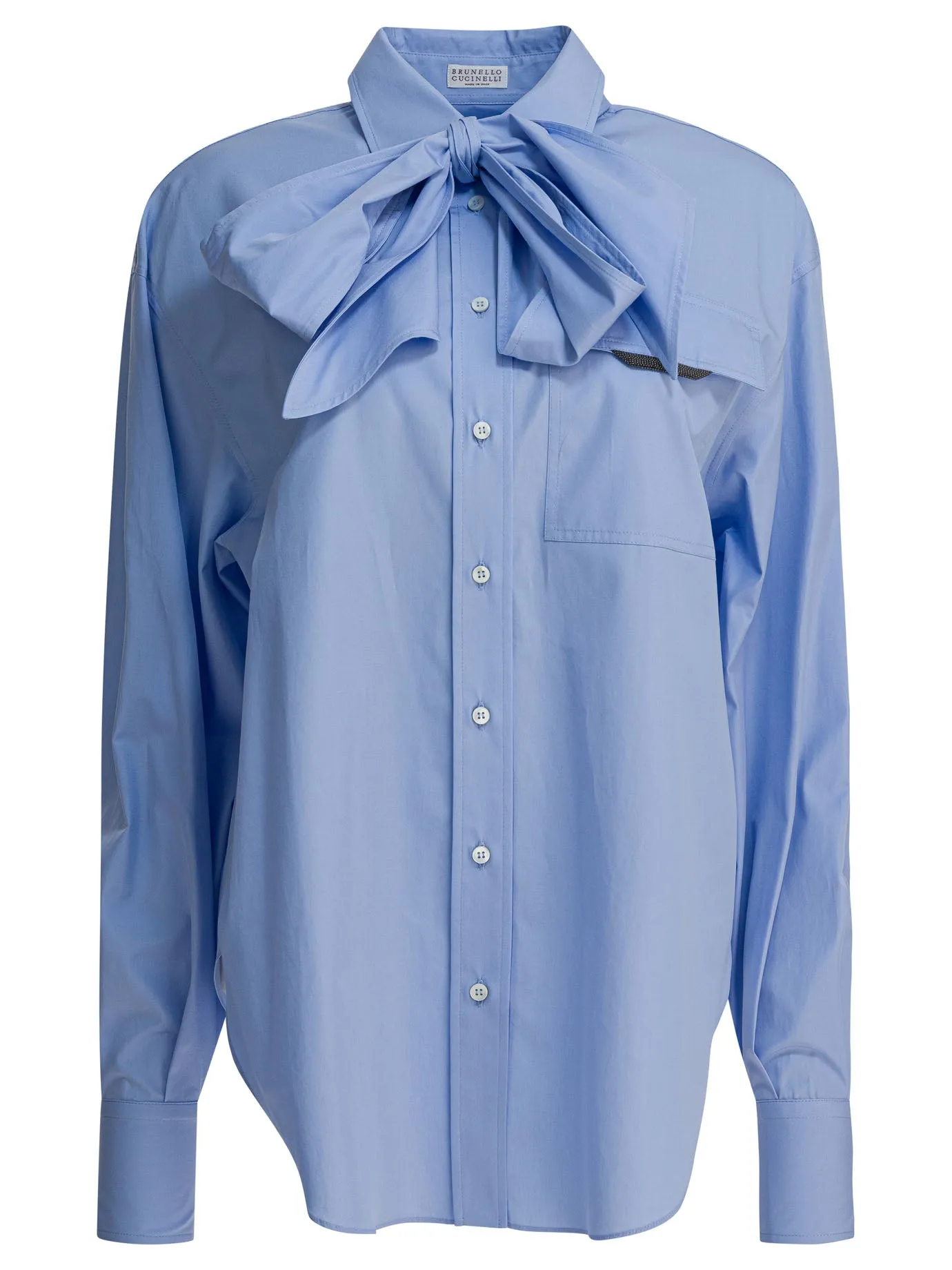 Collar Shirt With Bow Shirts Light Blue sold by Wanan Luxury