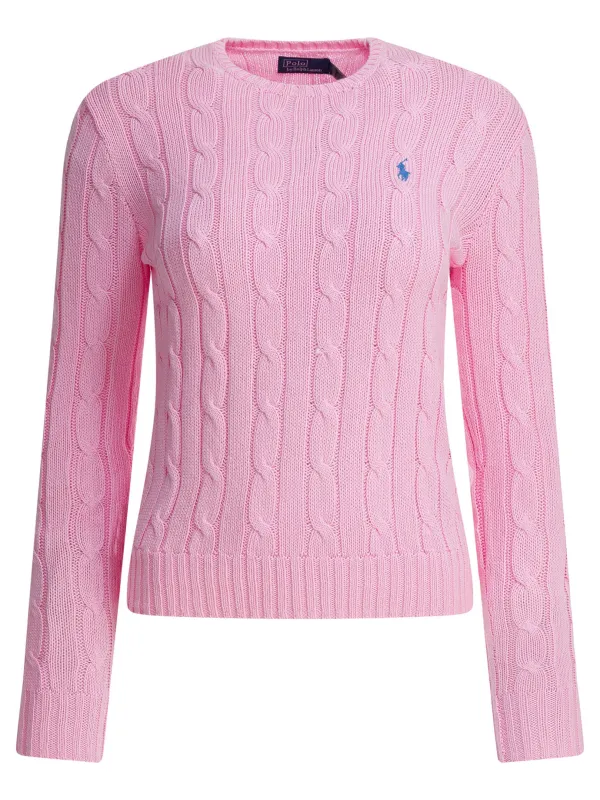 Crew-Neck Cable-Knit Sweater With Logo Knitwear Pink sold by Wanan Luxury
