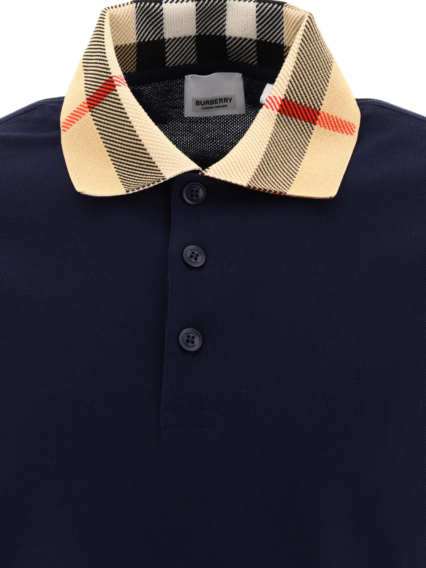 Cotton Polo Shirt With Check Collar Polo Shirts Blue sold by Wanan Luxury product image thumbnail 3