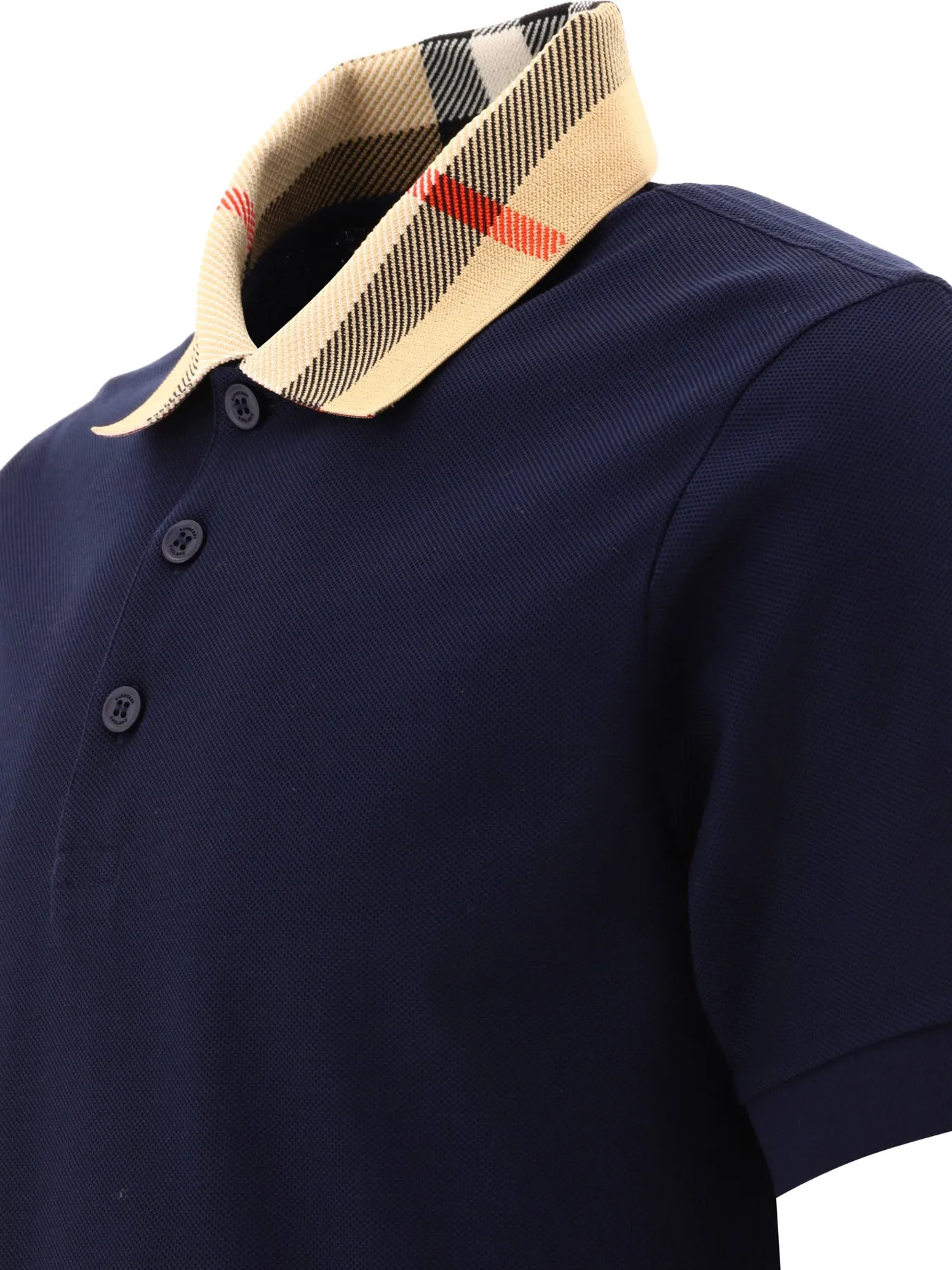 Cotton Polo Shirt With Check Collar Polo Shirts Blue sold by Wanan Luxury product image thumbnail 4