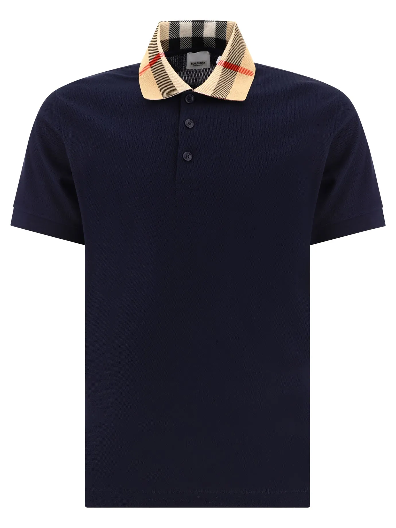 Cotton Polo Shirt With Check Collar Polo Shirts Blue sold by Wanan Luxury