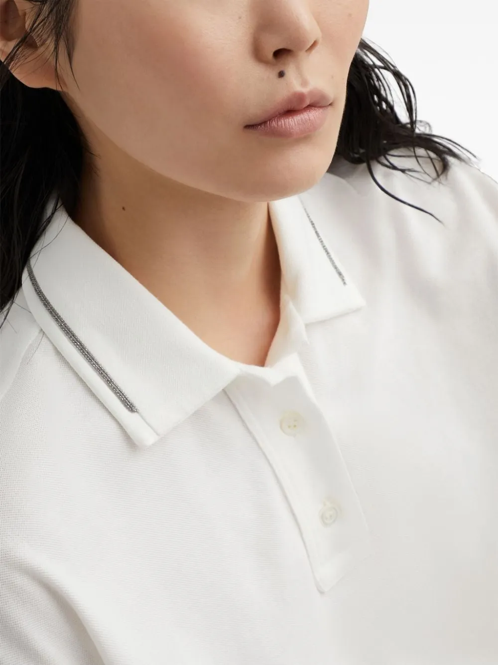 Piquet Polo Shirt With Monili Polo Shirts White sold by Wanan Luxury product image thumbnail 2