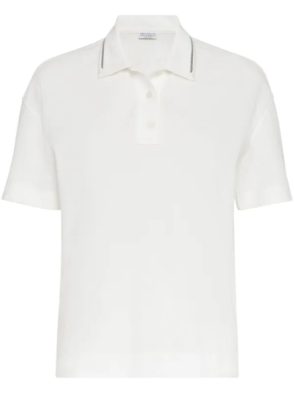 Piquet Polo Shirt With Monili Polo Shirts White sold by Wanan Luxury