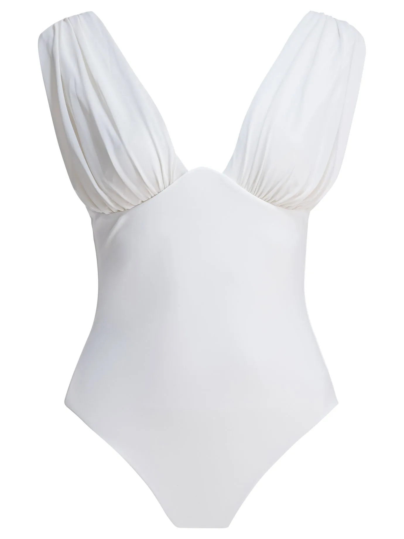 Draped One-Piece Swimsuit Swimwear White sold by Wanan Luxury