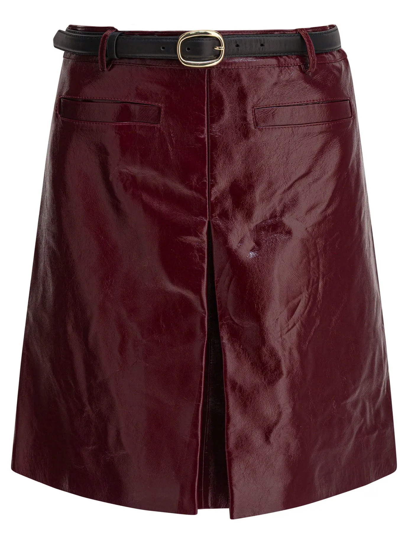 Leather Miniskirt Skirts Bordeaux sold by Wanan Luxury