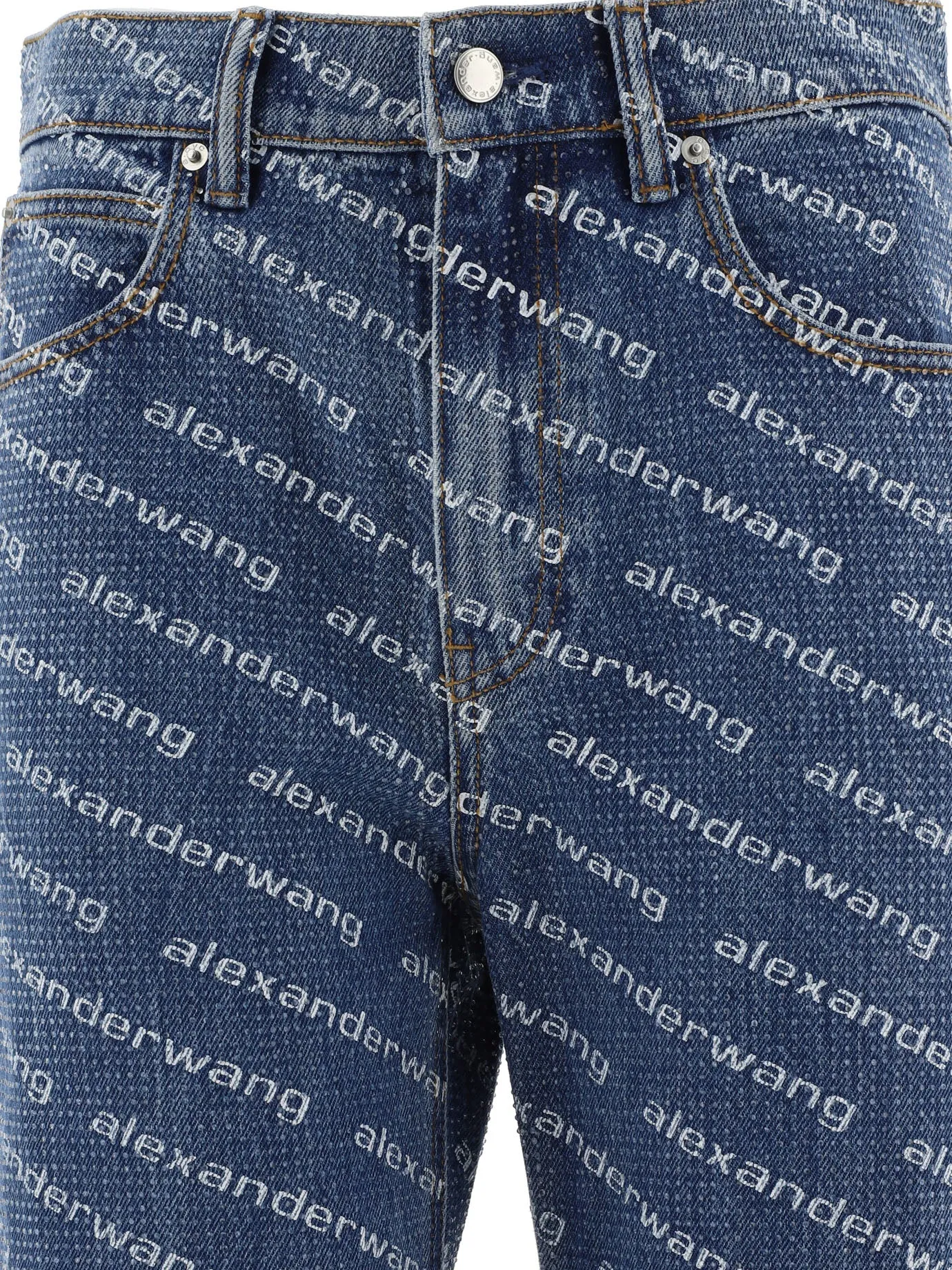With Logo Crystal Hotfix Jeans Blue sold by Wanan Luxury product image thumbnail 3