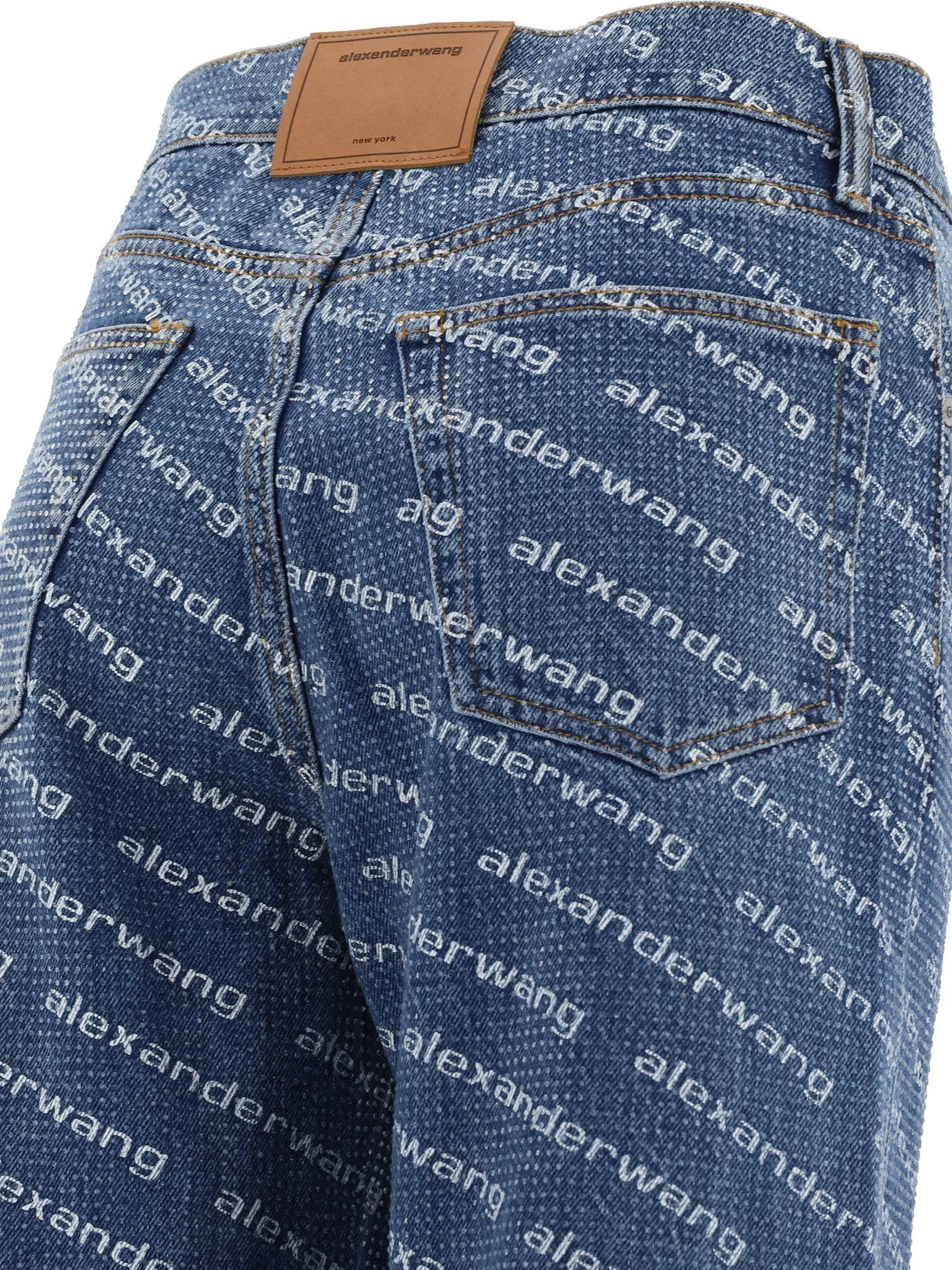 With Logo Crystal Hotfix Jeans Blue sold by Wanan Luxury product image thumbnail 4