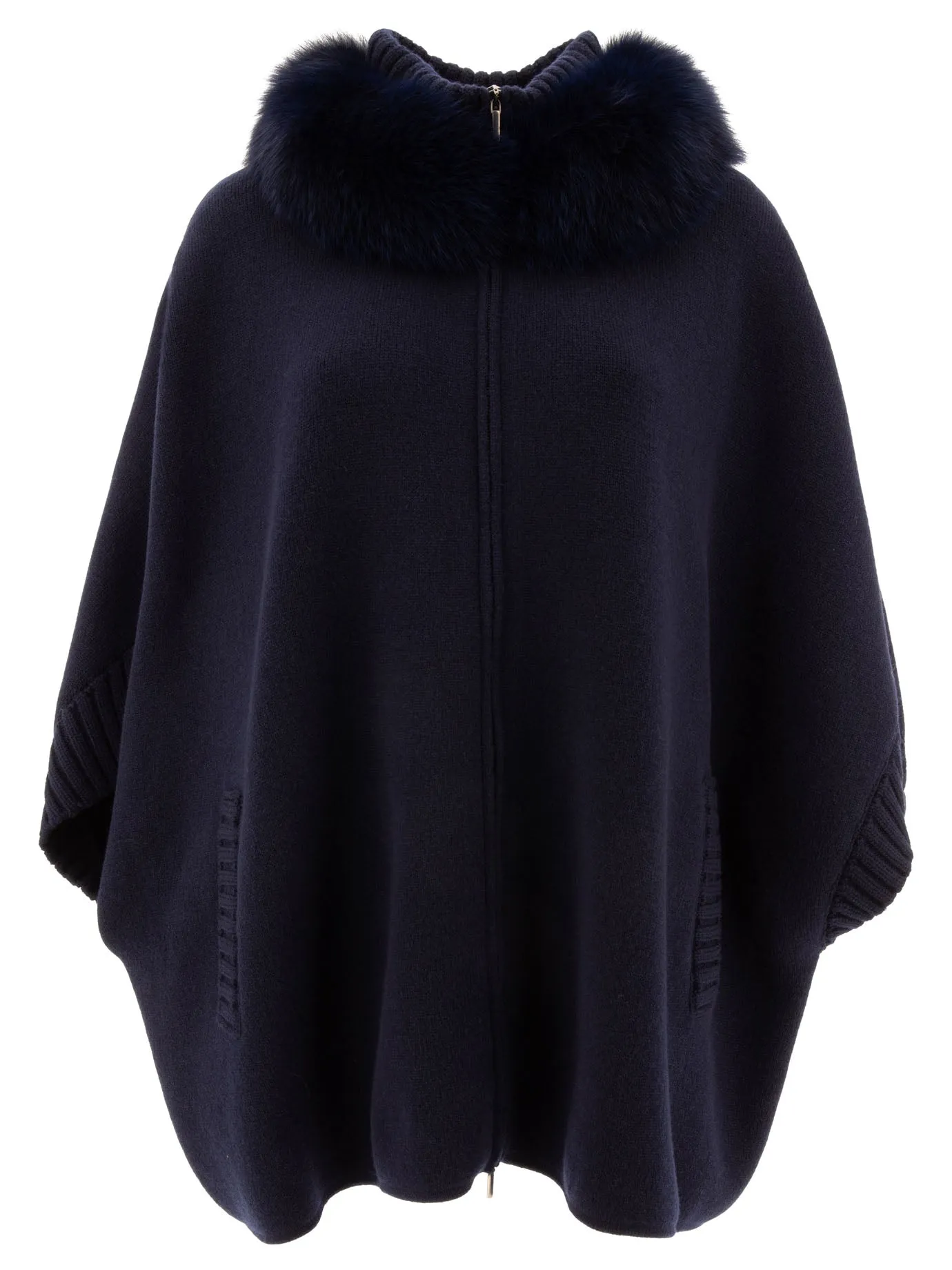 Wool And Cashmere Poncho Jackets And Coats Blue sold by Wanan Luxury