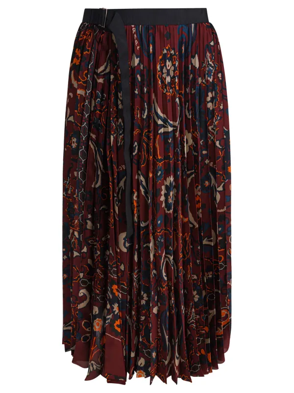 Floral Print Skirt Skirts Bordeaux sold by Wanan Luxury