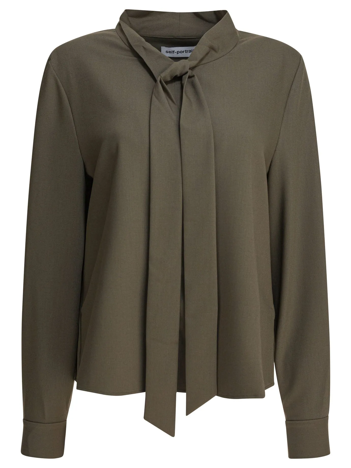 Twill Blouse With Bow Collar Shirts Green sold by Wanan Luxury